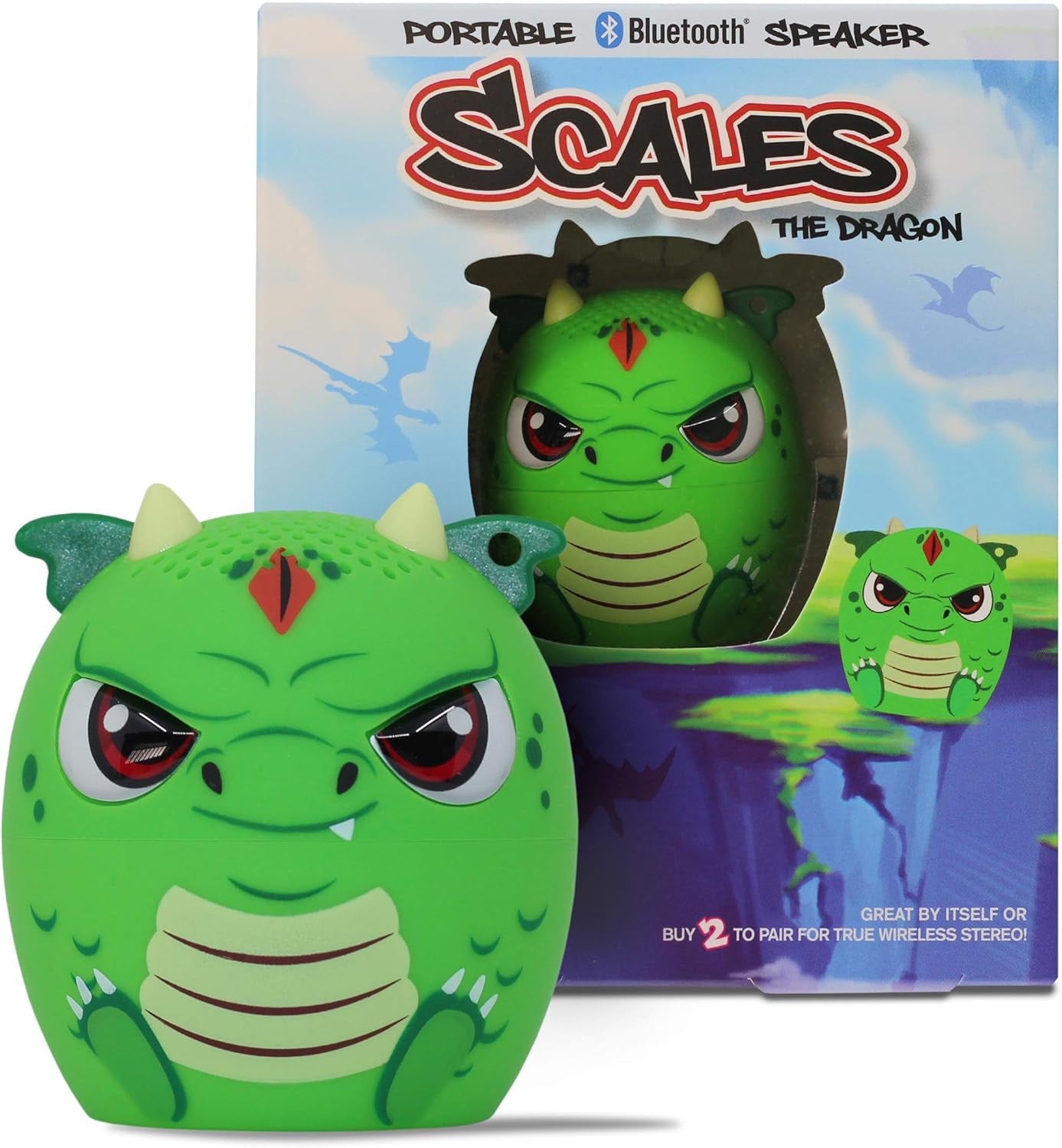 Mini Bluetooth Animal Wireless Speaker for Kids of All Ages - True Wireless Stereo – Pair with Another TWS Pet for Powerful Rich Room-Filling Sound (Scales-Dragon)