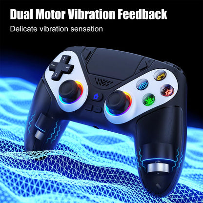 RGB Wireless Controller Compatible with PS5 and PC, Hall Effect Triggers, Programmable Buttons, Turbo Mode, Dual Vibration Gamepad
