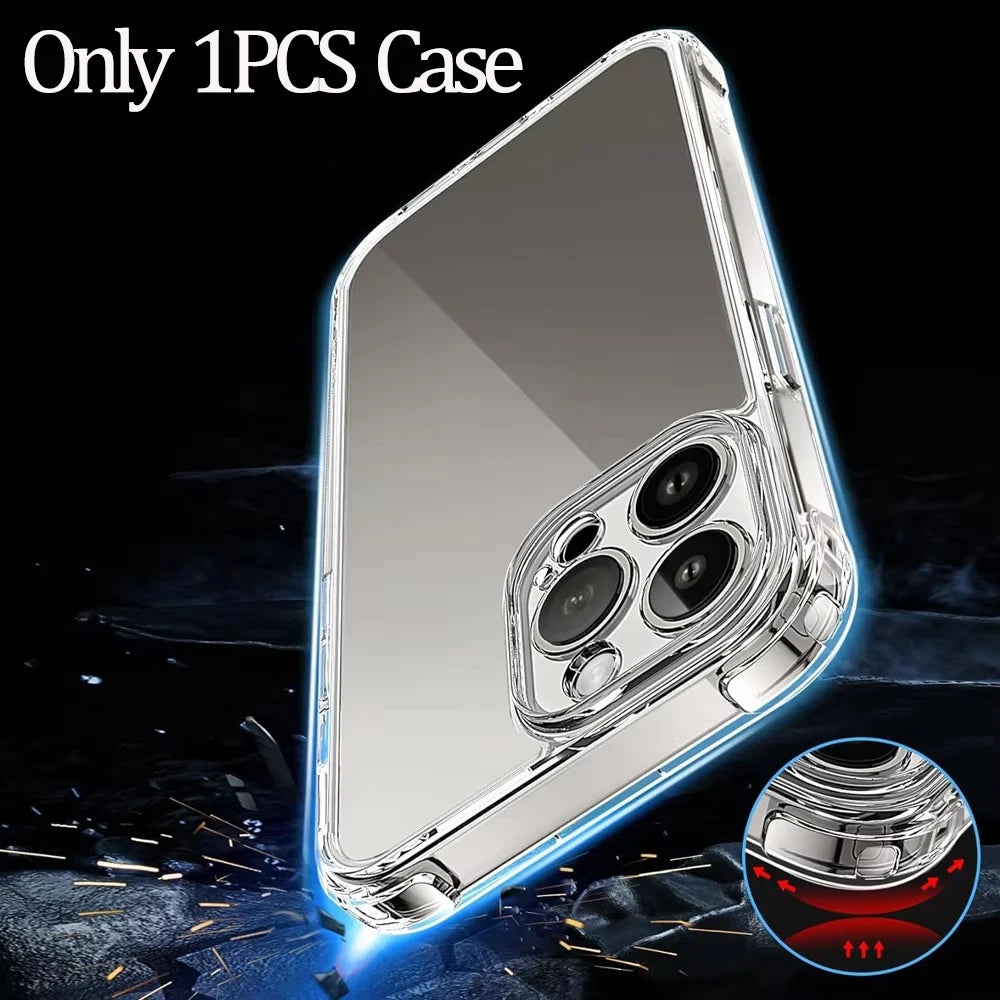 For Iphone 17 16 15 Pro Max Phone Case for Iphone 16 15 14 13 Mini 12 11 Pro Transparent Case Iphone16 plus Cover