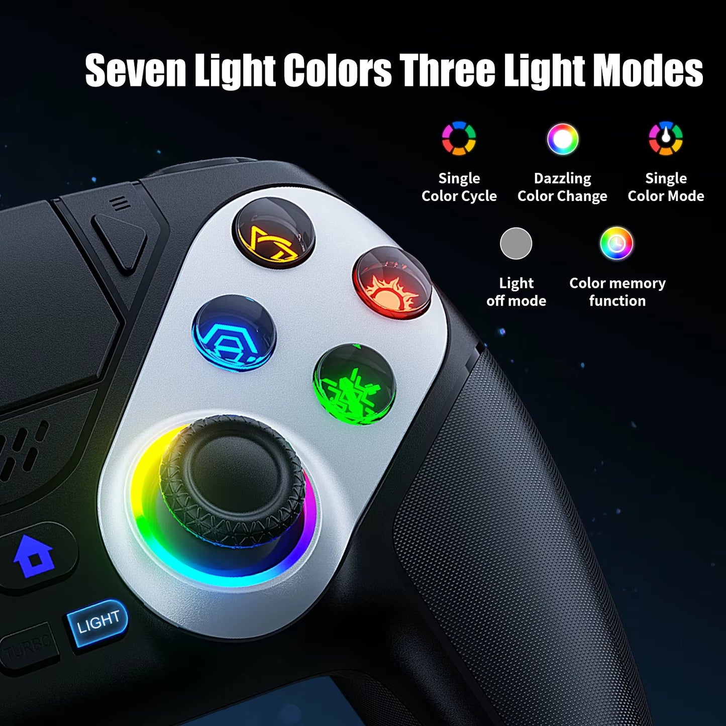 RGB Wireless Controller Compatible with PS5 and PC, Hall Effect Triggers, Programmable Buttons, Turbo Mode, Dual Vibration Gamepad