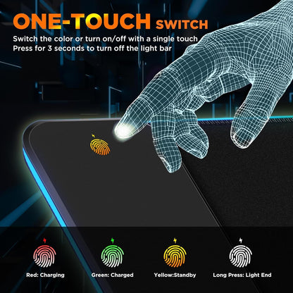 RGB Gaming Mouse Pad with 15W Qi Wireless Charging and Raised Charging Platform